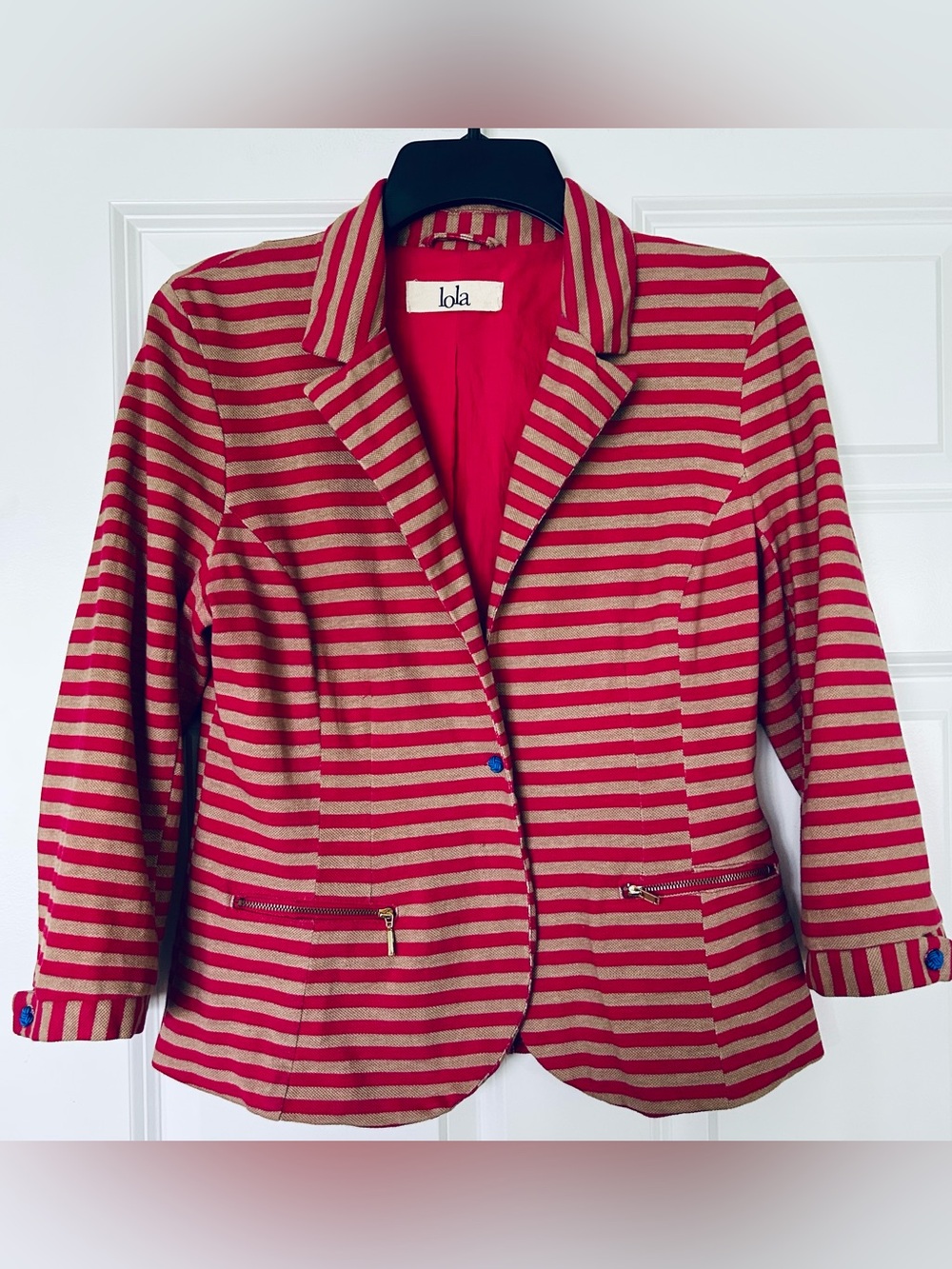 lola Pink and Beige Striped Blazer Jacket